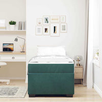 vidaXL Struttura letto con materasso Verde scuro 100 x 200 cm Velluto