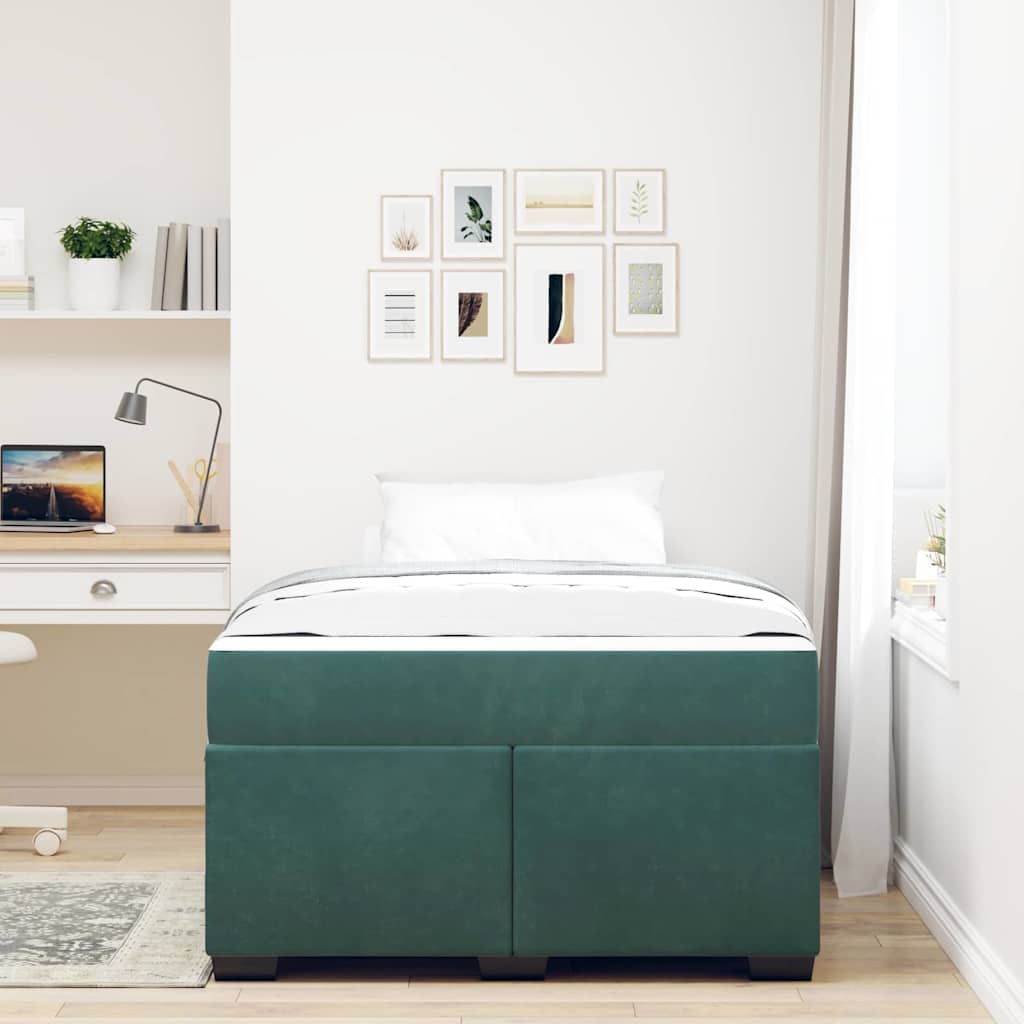 vidaXL Struttura letto con materasso Verde scuro 120 x 190 cm Velluto