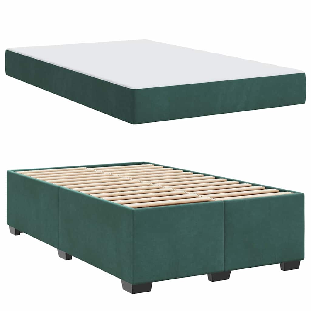 vidaXL Struttura letto con materasso Verde scuro 120 x 190 cm Velluto