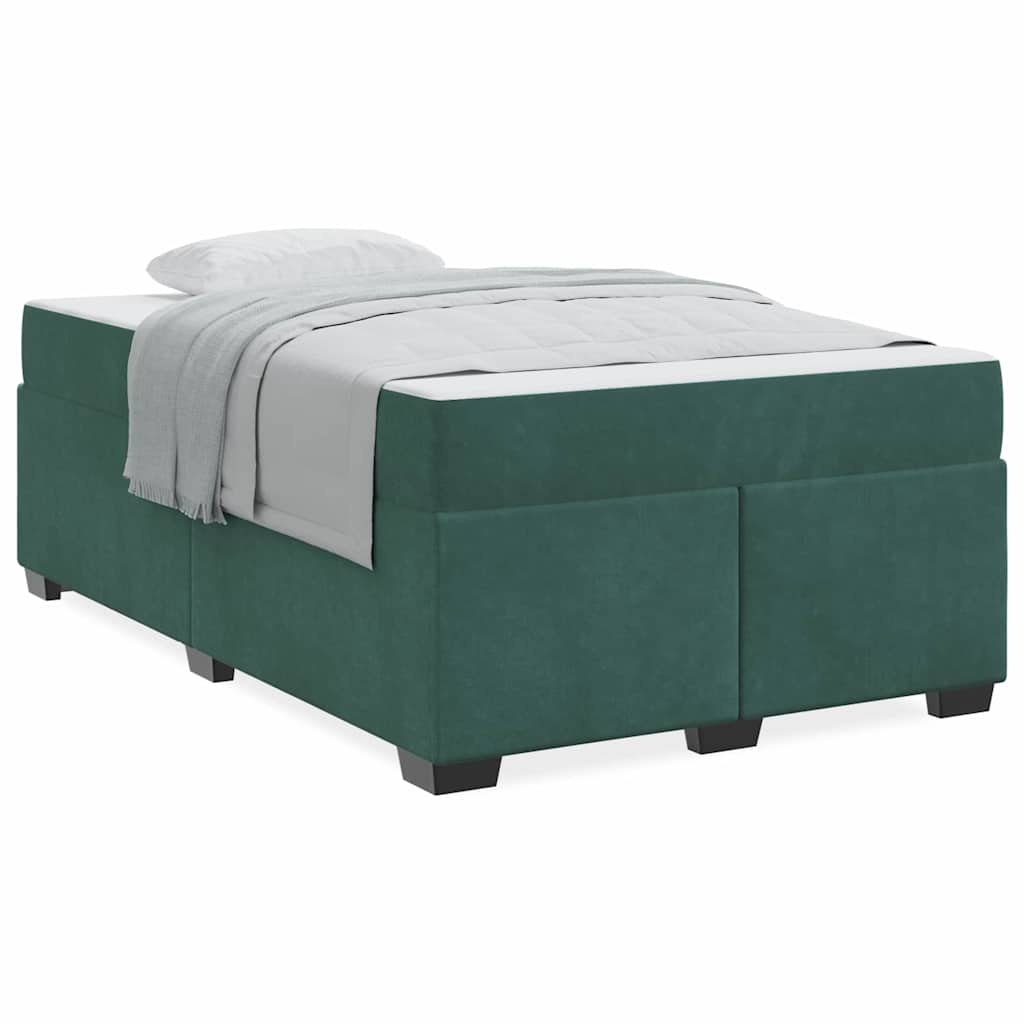 vidaXL Struttura letto con materasso Verde scuro 120 x 190 cm Velluto