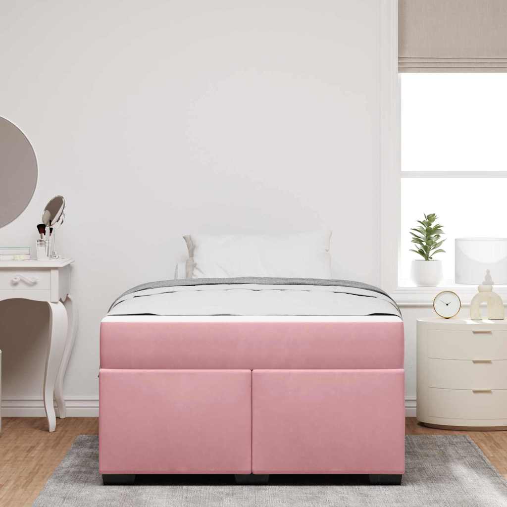vidaXL Struttura letto con materasso Rosa 120 x 190 cm Velluto