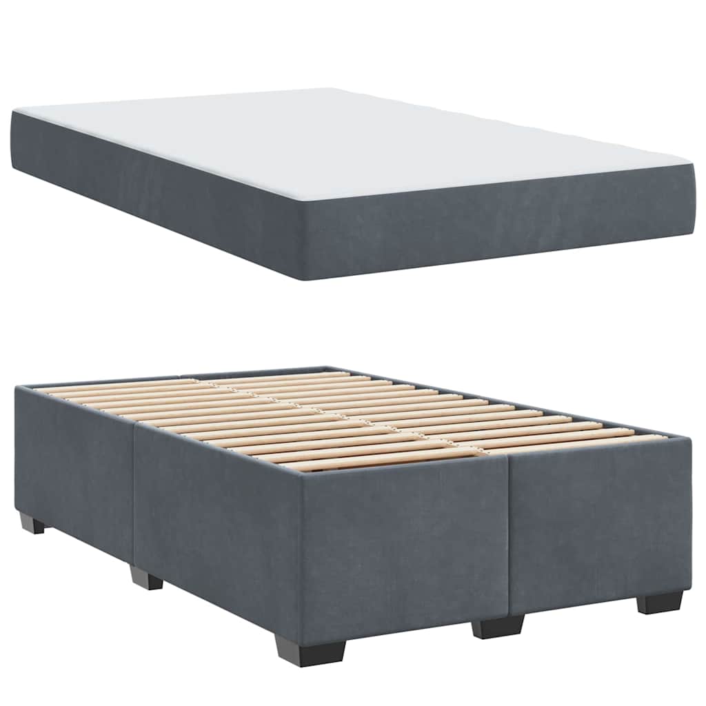 vidaXL Struttura letto con materasso Grigio scuro 120 x 200 cm Velluto