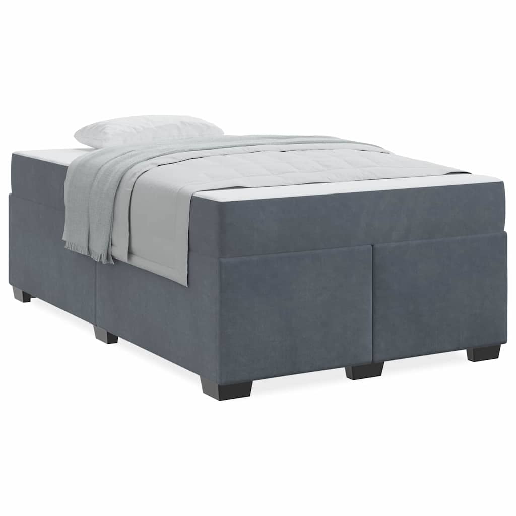 vidaXL Struttura letto con materasso Grigio scuro 120 x 200 cm Velluto