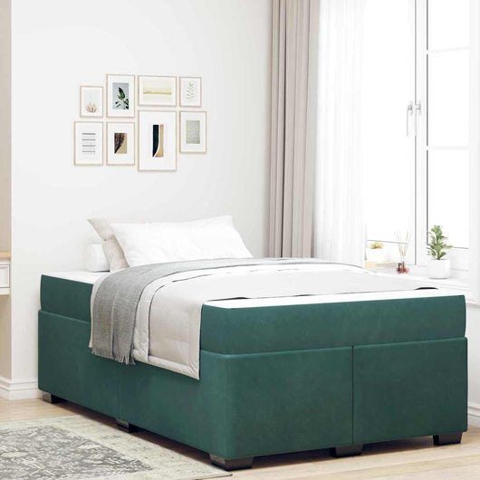 vidaXL Struttura letto con materasso Verde scuro 120 x 200 cm Velluto