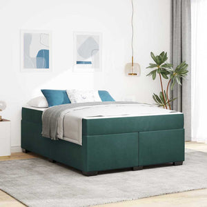 vidaXL Struttura letto con materasso Verde scuro 140 x 200 cm Velluto