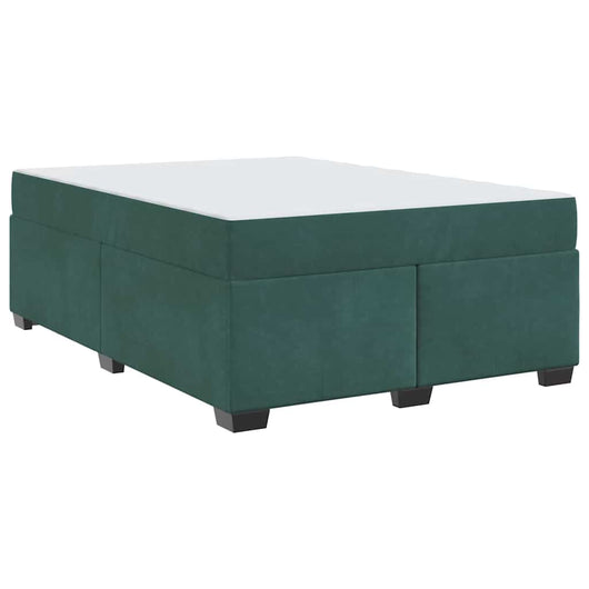 vidaXL Struttura letto con materasso Verde scuro 140 x 200 cm Velluto