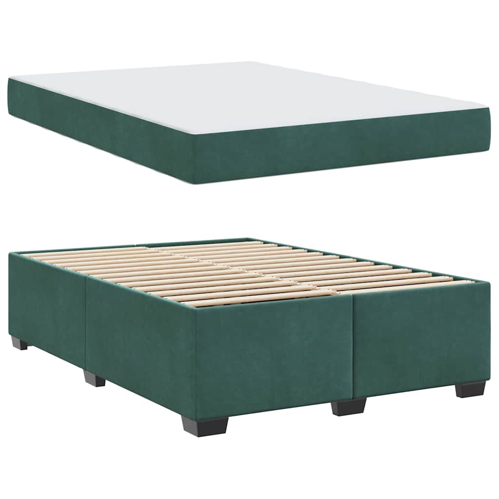 vidaXL Struttura letto con materasso Verde scuro 140 x 200 cm Velluto