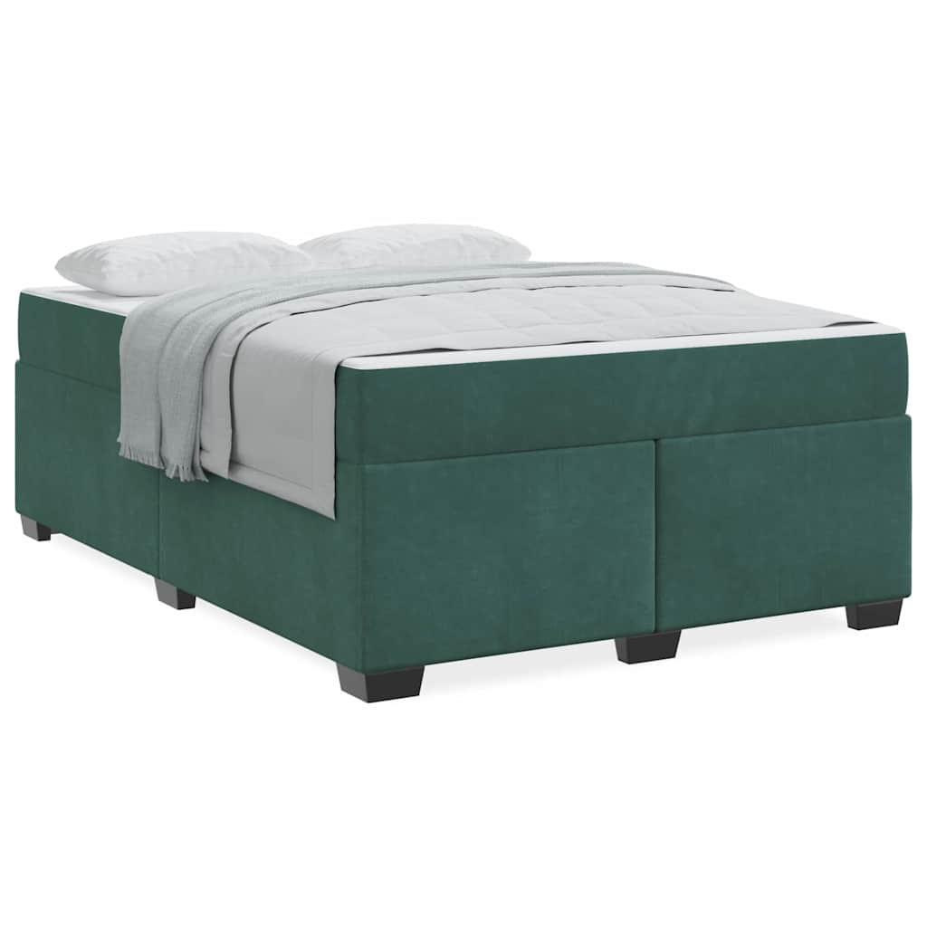vidaXL Struttura letto con materasso Verde scuro 160 x 200 cm Velluto