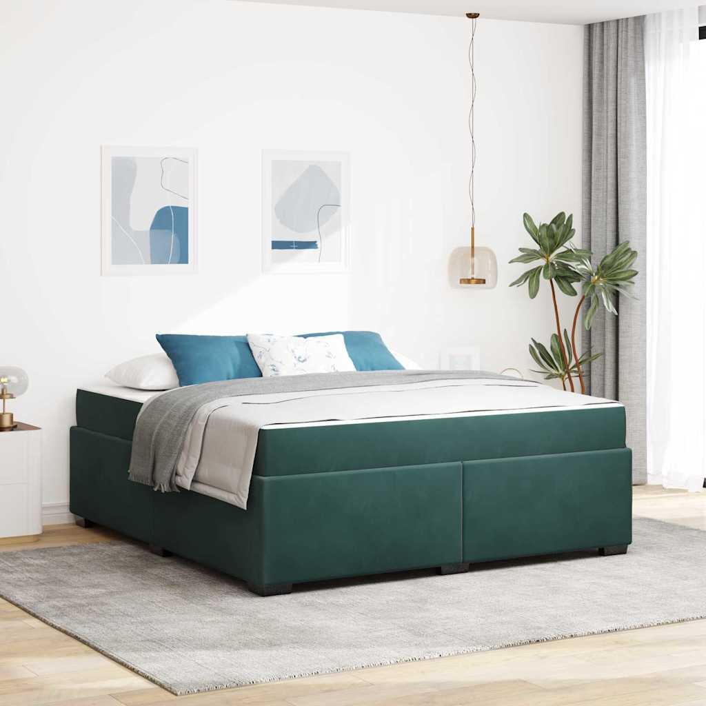 vidaXL Struttura letto con materasso Verde scuro 180 x 200 cm Velluto