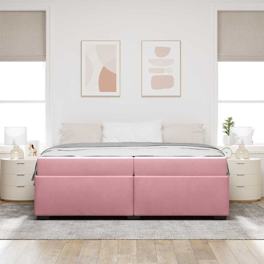 vidaXL Struttura del letto con materasso Rosa 200 x 200 cm Velluto
