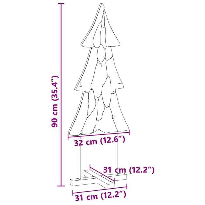 Albero di Natale Marrone 90 cm Legno massello di teak 42017930