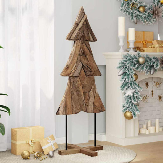 Albero di Natale-Albero Natalizio-Decorazioni natalizie Marrone 150 cm Legno massello di teak 615828