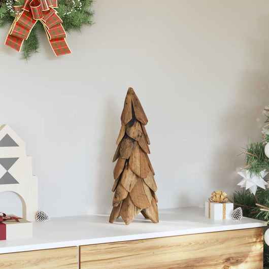 Albero di Natale-Albero Natalizio-Decorazioni natalizie Marrone 50 cm Legno massello di teak