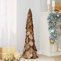 Albero di Natale-Albero Natalizio-Decorazioni natalizie Marrone 110 cm Legno massello di teak