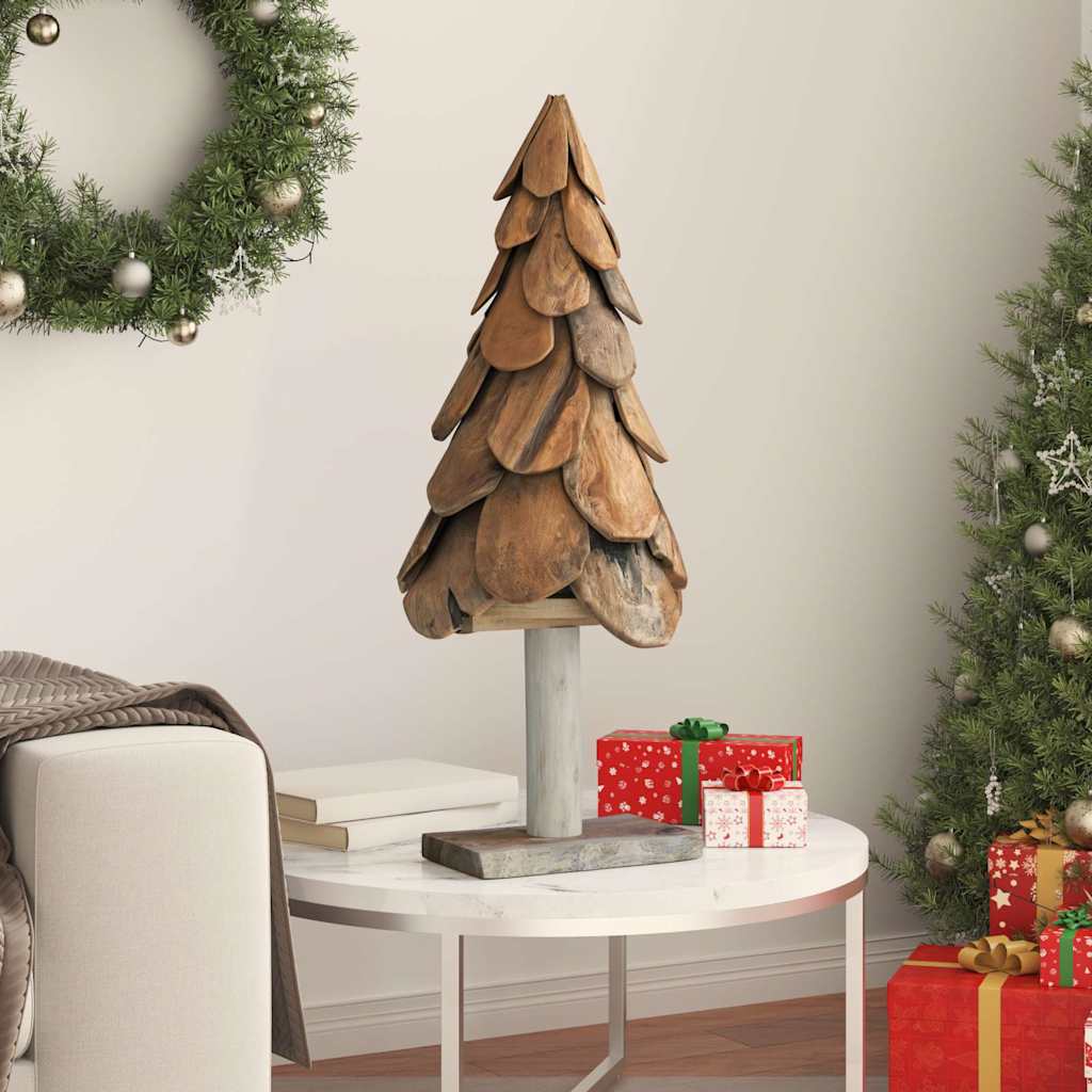 Albero di Natale-Albero Natalizio-Decorazioni natalizie Marrone 90 cm Legno massello di teak 821922