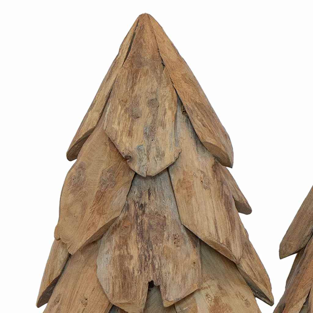 Albero di Natale 3 pz-Decorazioni natalizie Marrone Legno massello di teak