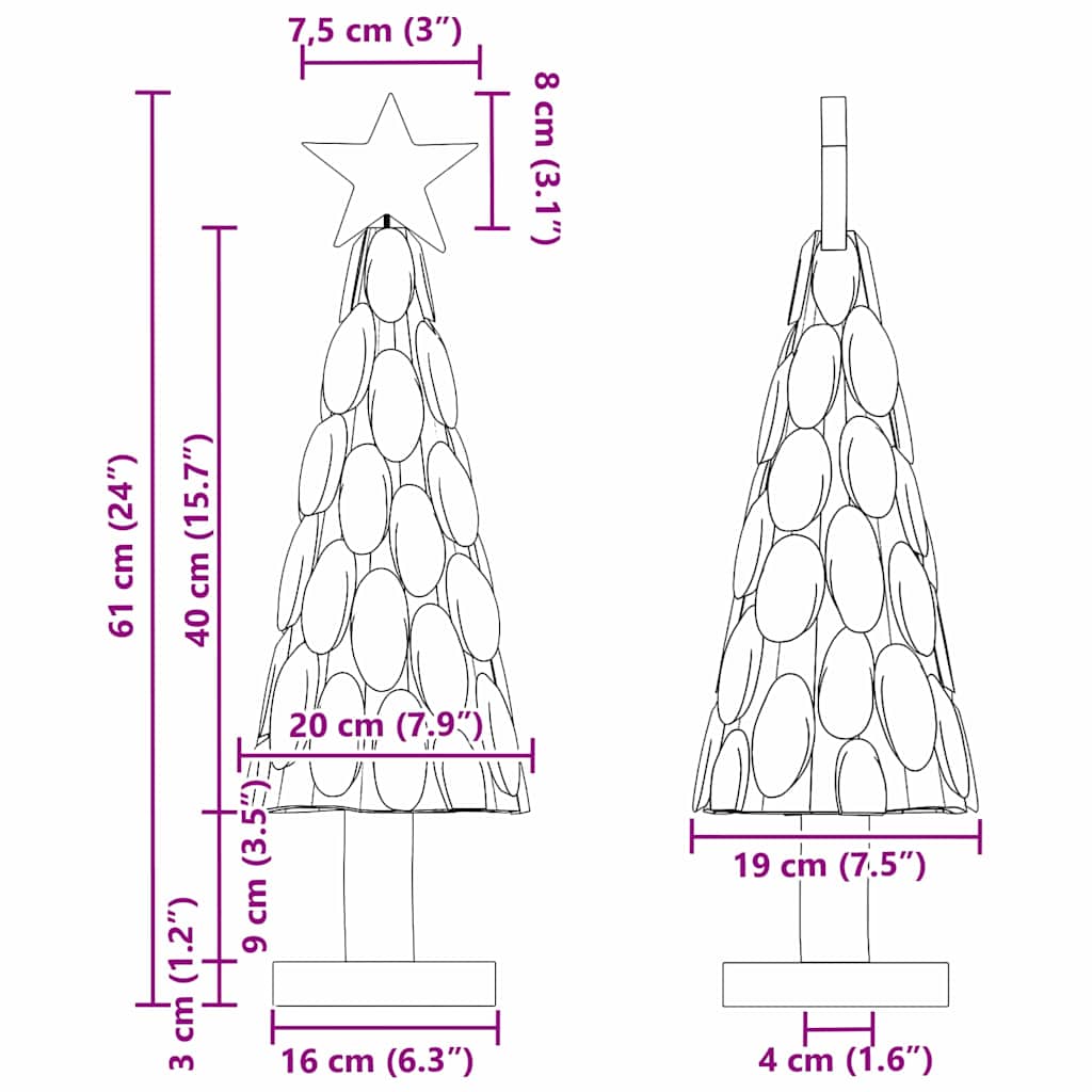 Albero di Natale Marrone 60 cm Legno massello di teak 42017943