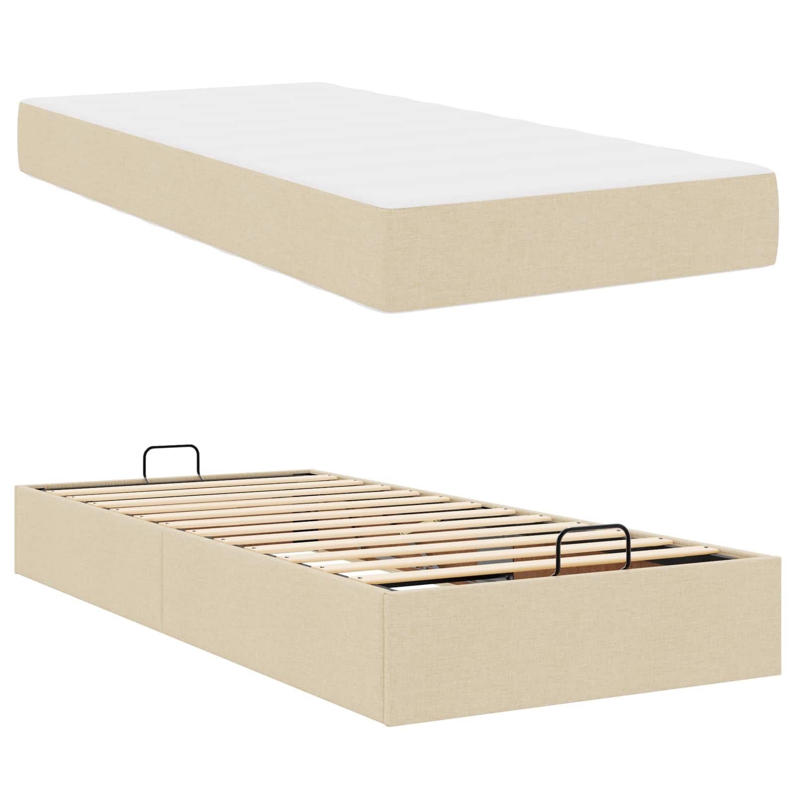 Struttura letto con materasso con materasso 2 pcs Crema Tessuto 3399471