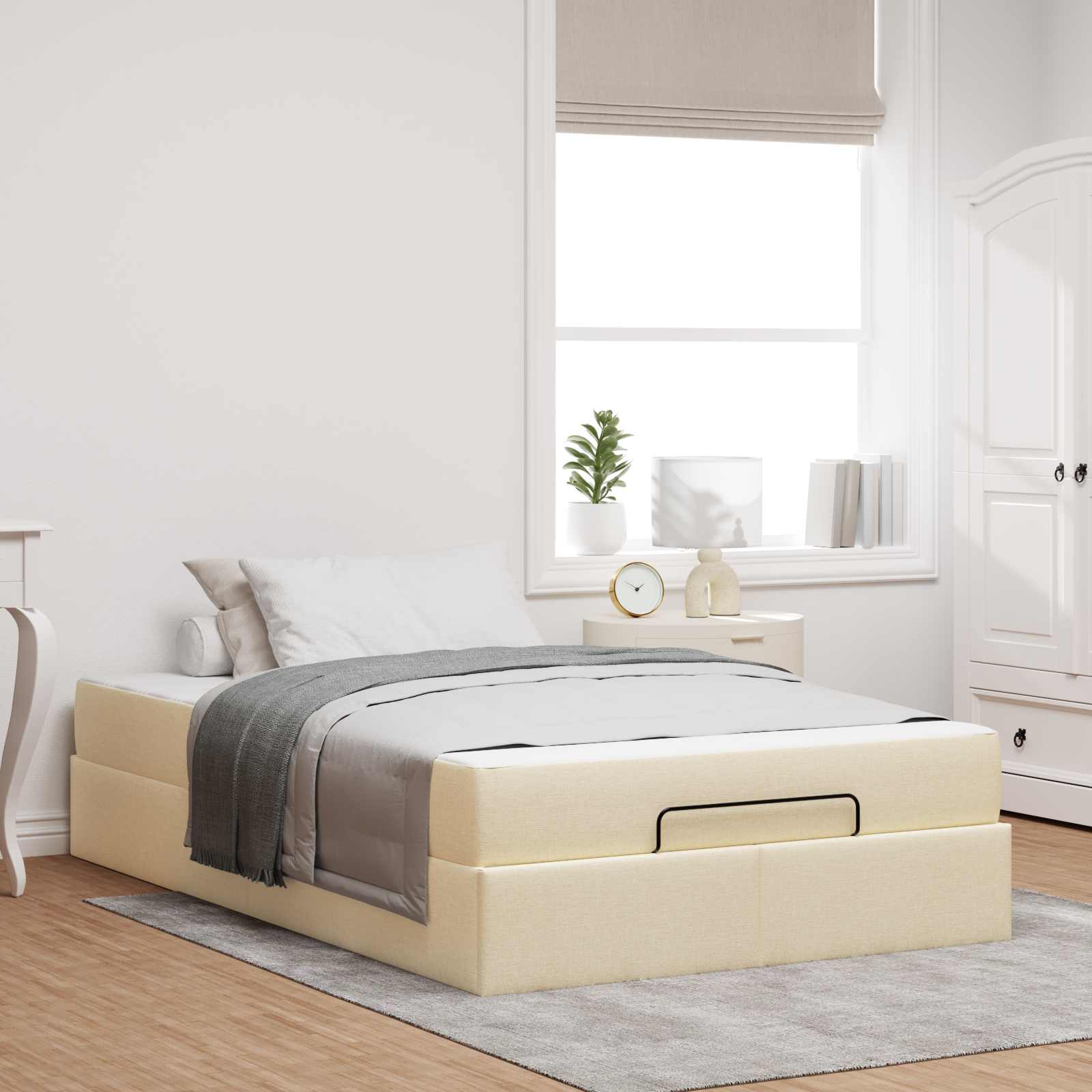 Struttura letto con materasso con materasso 2 pcs Crema Tessuto 3399478