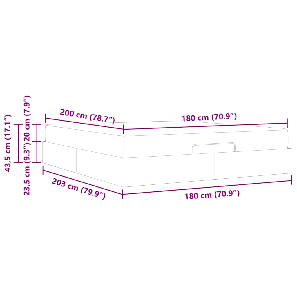 vidaXL Struttura del letto Marrone scuro 180 x 200 cm Tessuto