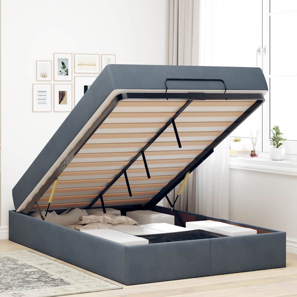 vidaXL Struttura del letto Grigio scuro 120 x 190 cm Velluto