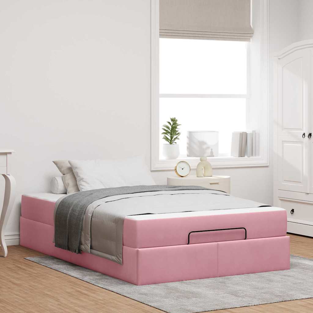 vidaXL Struttura del letto con materasso Rosa 140 x 190 cm Velluto