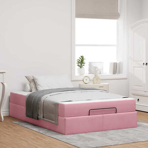 vidaXL Struttura del letto con materasso Rosa 140 x 190 cm Velluto