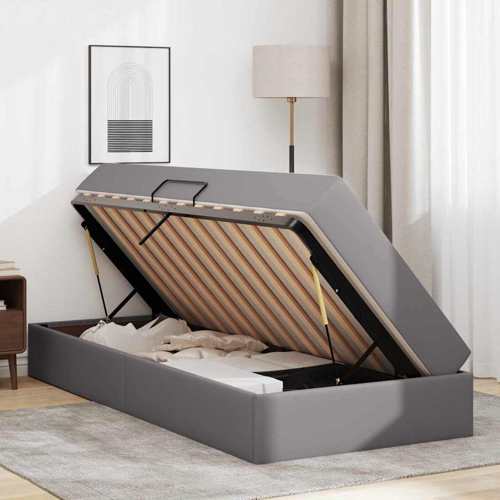Letto con contenitore e materasso 2 pcs Grigio Pelle 3399590