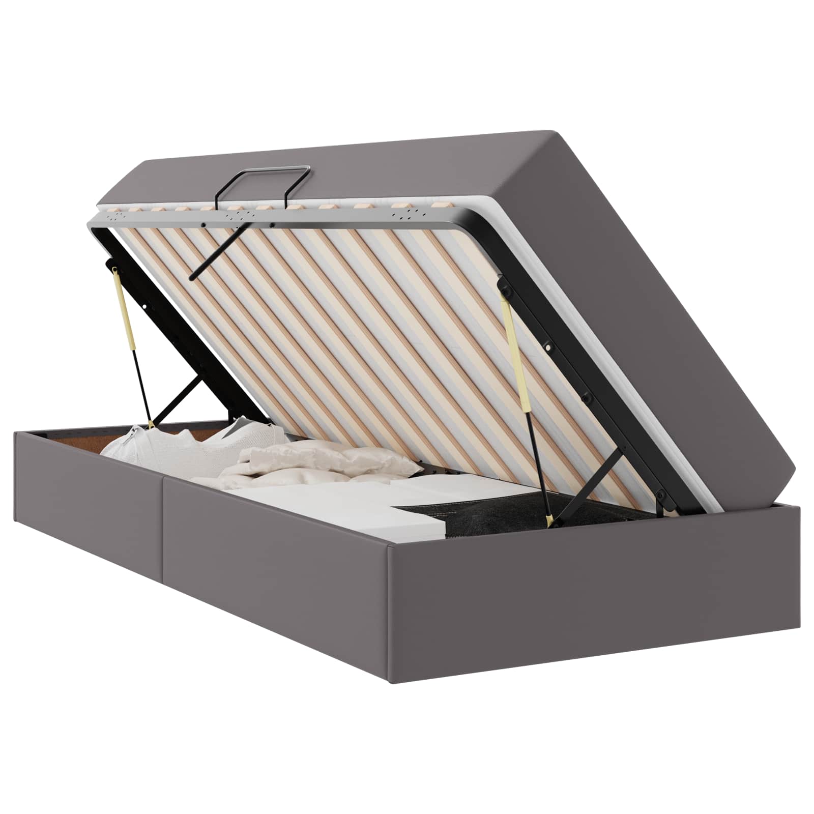 Letto con contenitore e materasso 2 pcs Grigio Pelle 3399590