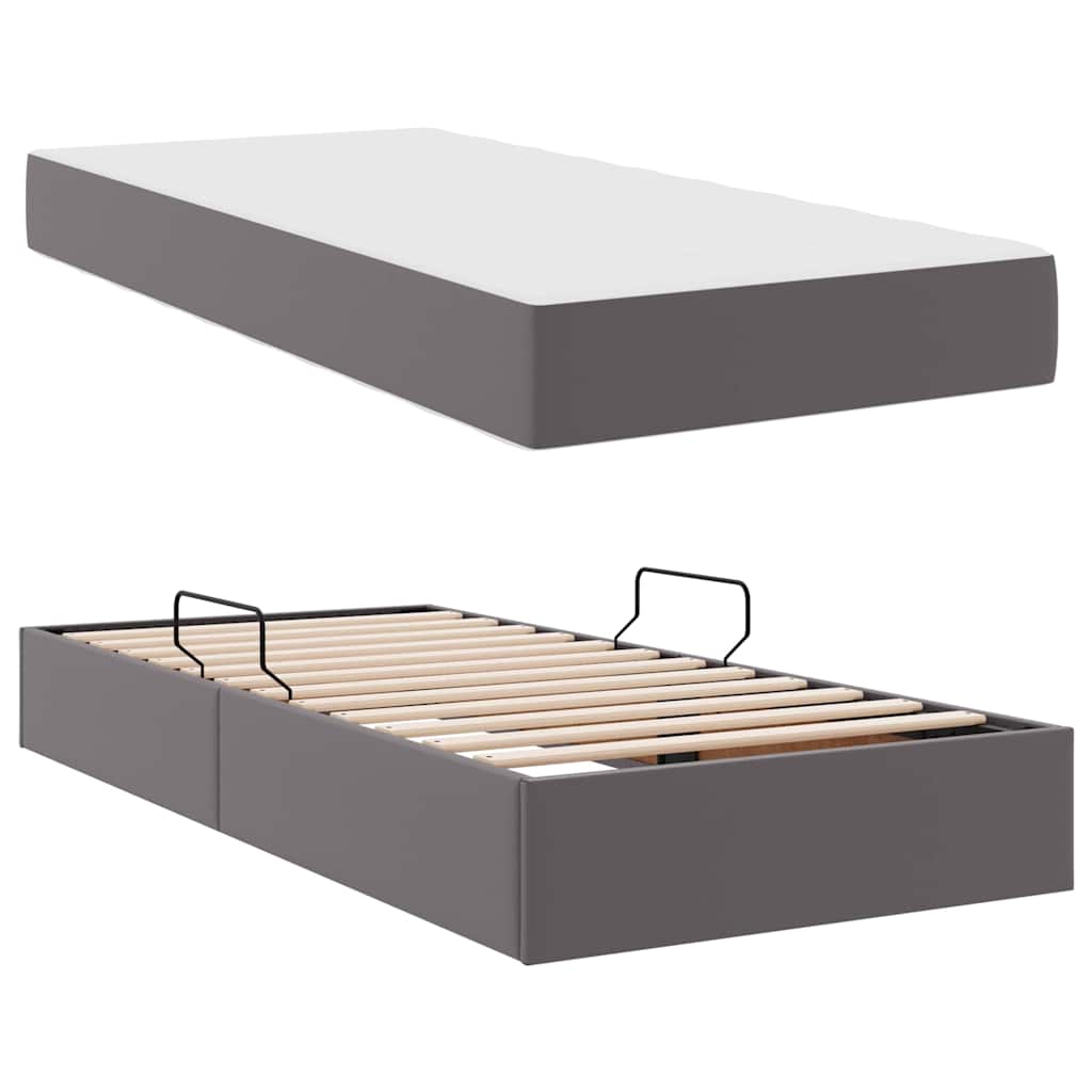 Letto con contenitore e materasso 2 pcs Grigio Pelle 3399590