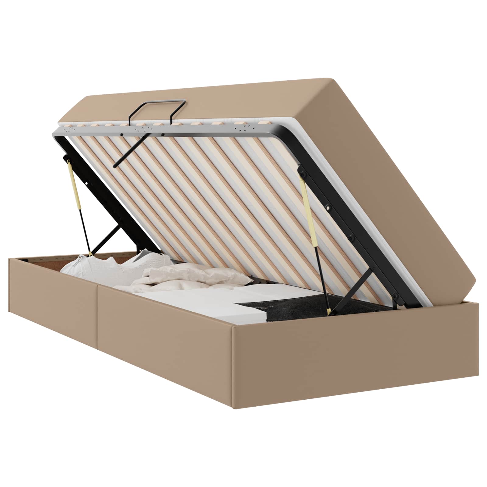 Letto con contenitore e materasso 2 pcs Cappuccino Pelle 3399591