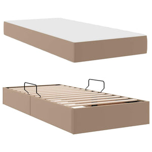 Letto con contenitore e materasso 2 pcs Cappuccino Pelle 3399591