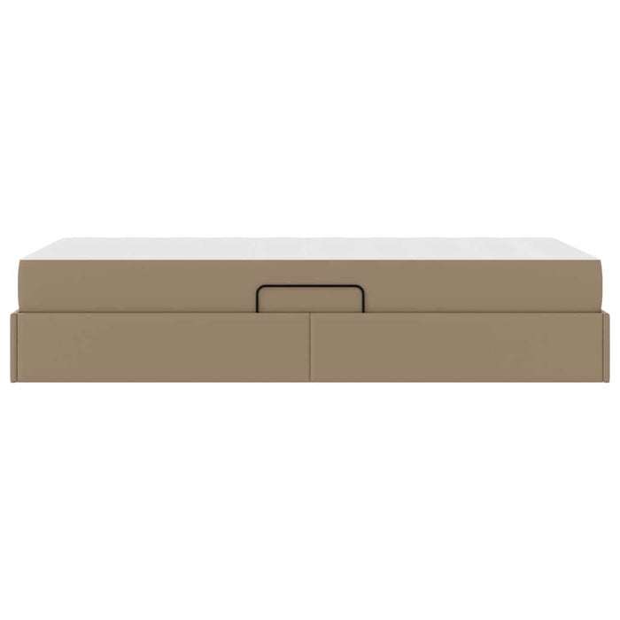 Letto con contenitore e materasso 2 pcs Cappuccino Pelle 3399591
