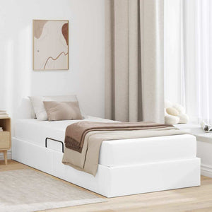 Letto con contenitore e materasso 2 pcs Bianco Pelle 3399593