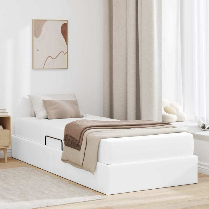 Letto con contenitore e materasso 2 pcs Bianco Pelle 3399593
