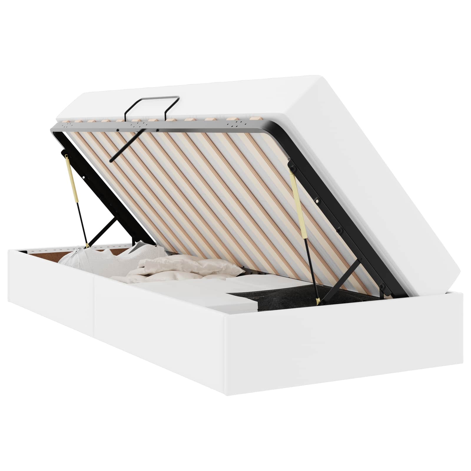 Letto con contenitore e materasso 2 pcs Bianco Pelle 3399593