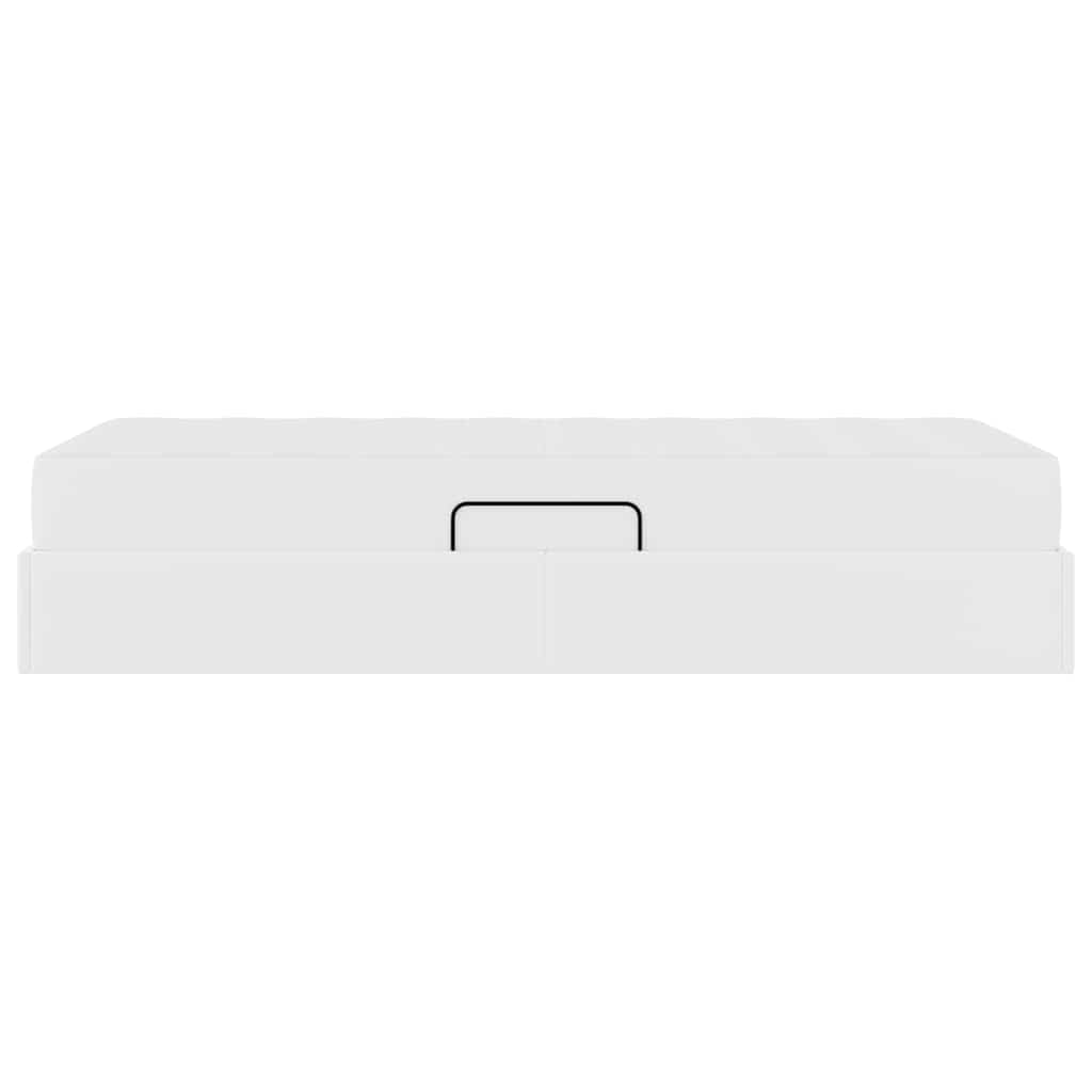 Letto con contenitore e materasso 2 pcs Bianco Pelle 3399593