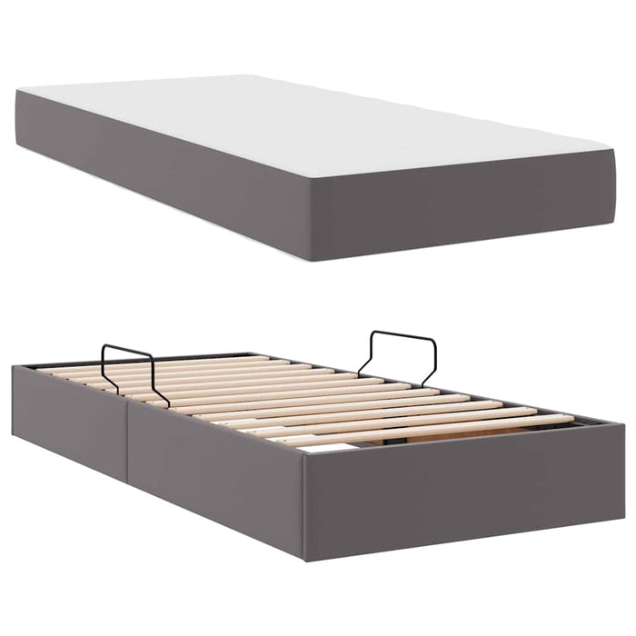 Letto con contenitore e materasso 2 pcs Grigio Pelle 3399594
