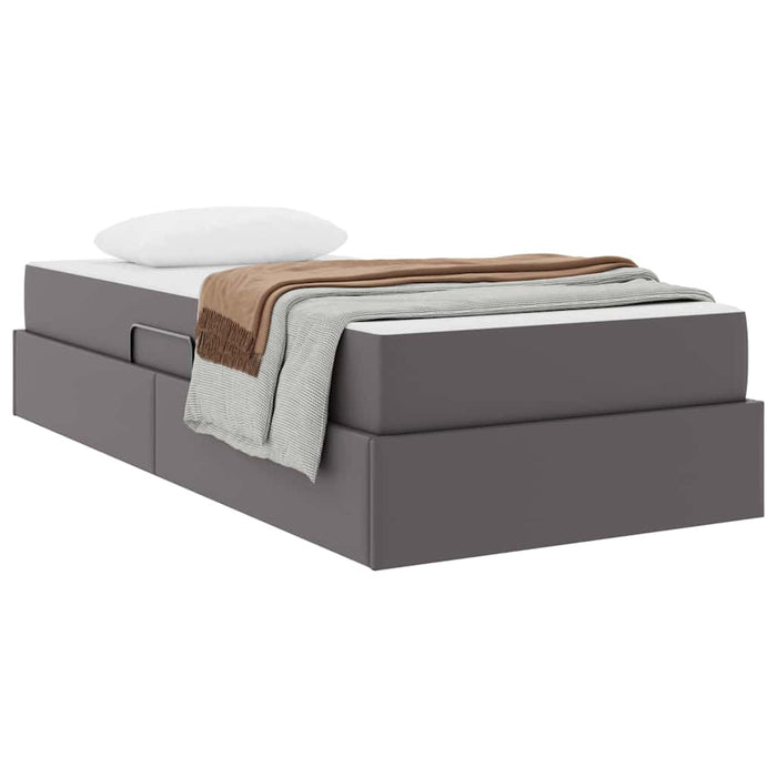 Letto con contenitore e materasso 2 pcs Grigio Pelle 3399594