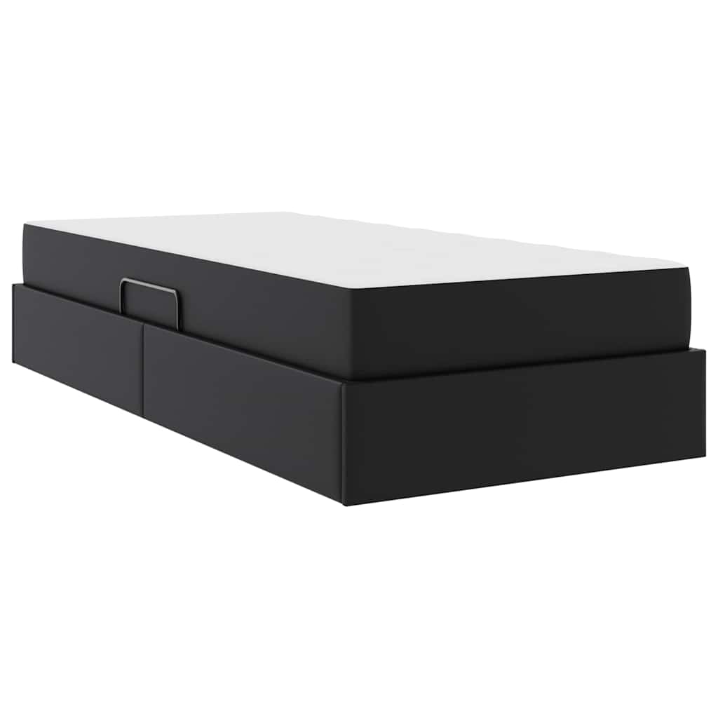 Letto con contenitore e materasso 2 pcs Nero Pelle 3399596