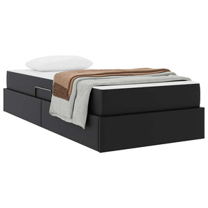 Letto con contenitore e materasso 2 pcs Nero Pelle 3399596