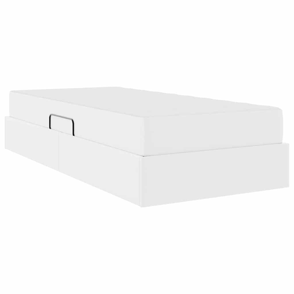 Letto con contenitore e materasso 2 pcs Bianco Pelle 3399597