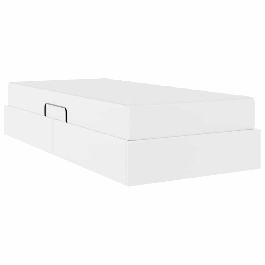 Letto con contenitore e materasso 2 pcs Bianco Pelle 3399597