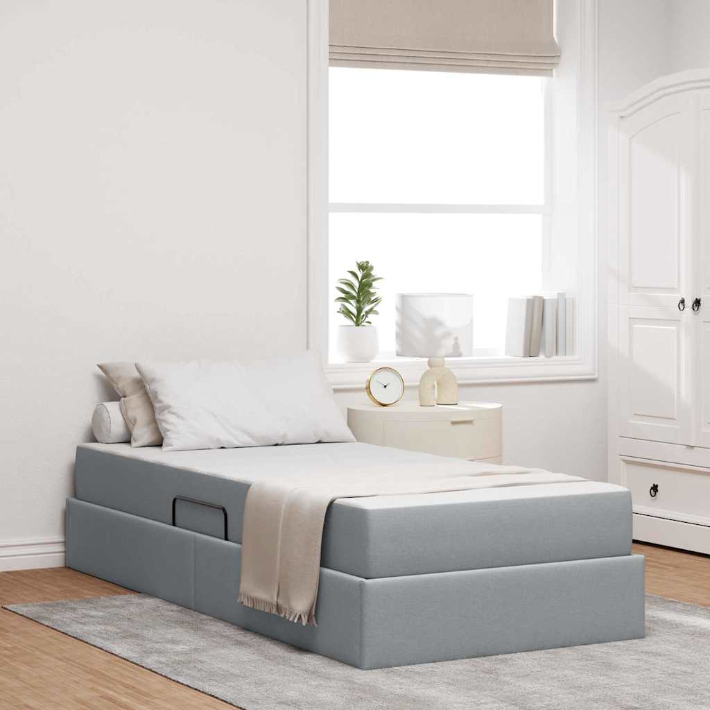 Letto con contenitore e materasso Grigio chiaro 90 x 190 cm 3399628