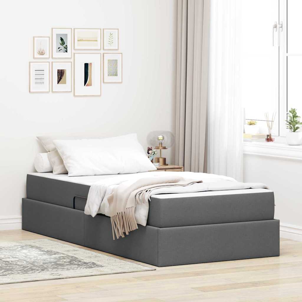 Letto con contenitore e materasso Grigio scuro 90 x 190 cm 3399629