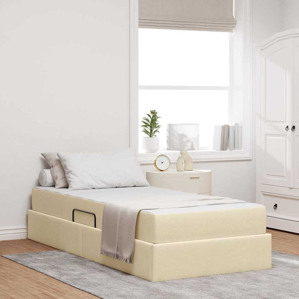 Letto con contenitore e materasso Crema 90 x 190 cm Poliestere 3399632