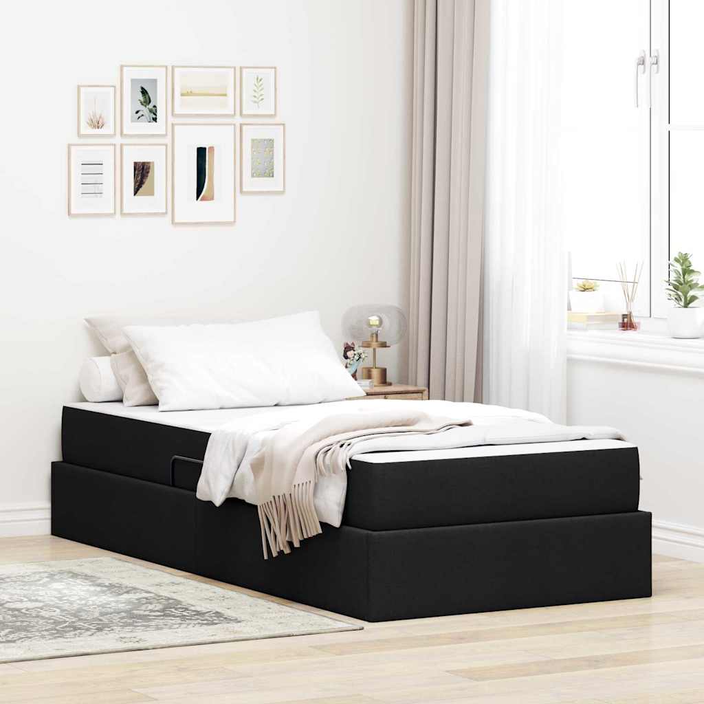 Letto con contenitore e materasso Nero 100 x 200 cm Poliestere 3399642