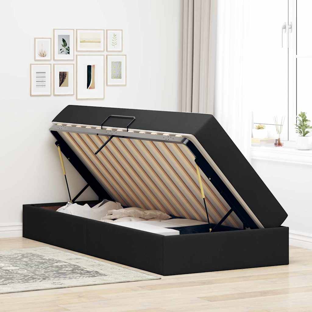 Letto con contenitore e materasso Nero 100 x 200 cm Poliestere 3399642