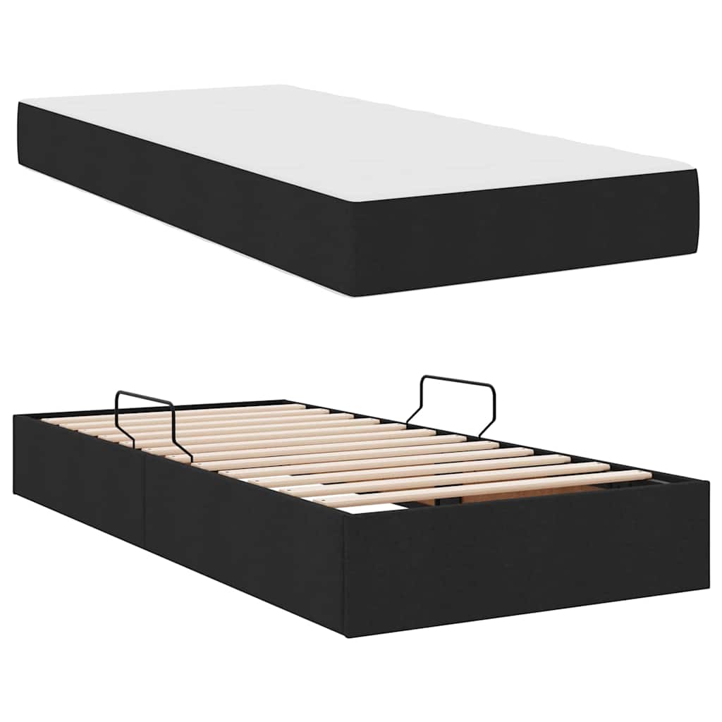 Letto con contenitore e materasso Nero 100 x 200 cm Poliestere 3399642
