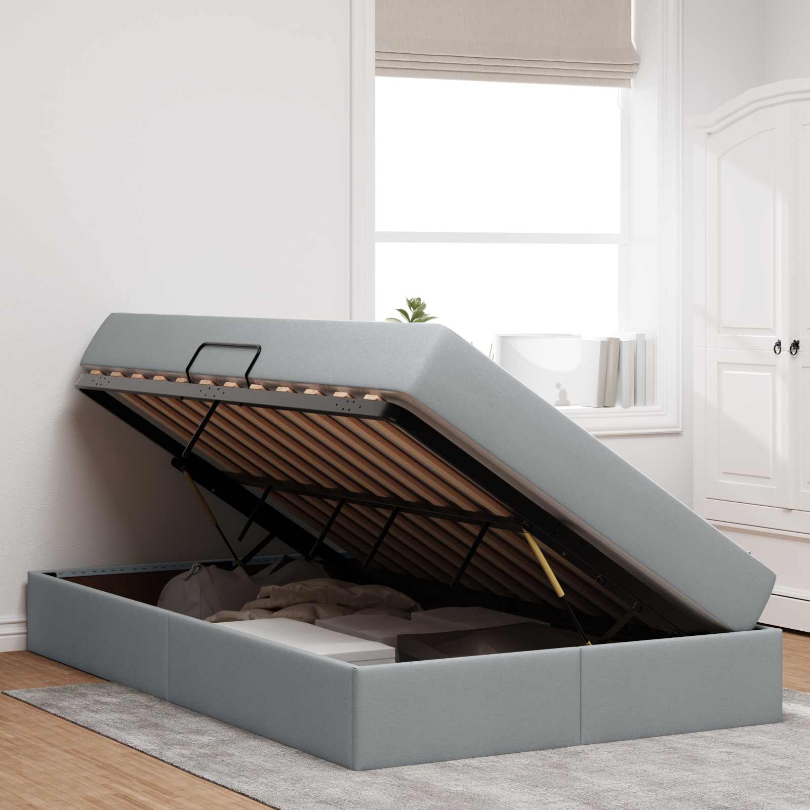 Letto con contenitore e materasso Grigio chiaro 120 x 190 cm 3399646